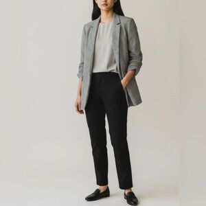Rachel Zoe Black & White Gingham Open Front Blazer Coat